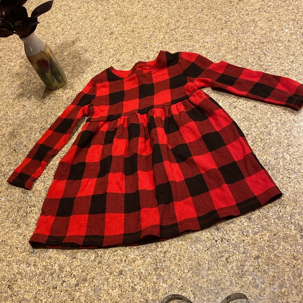 Old Navy Red & Black Checkered Plaid Christmas Holiday Dress 2T - Picture 1 of 14
